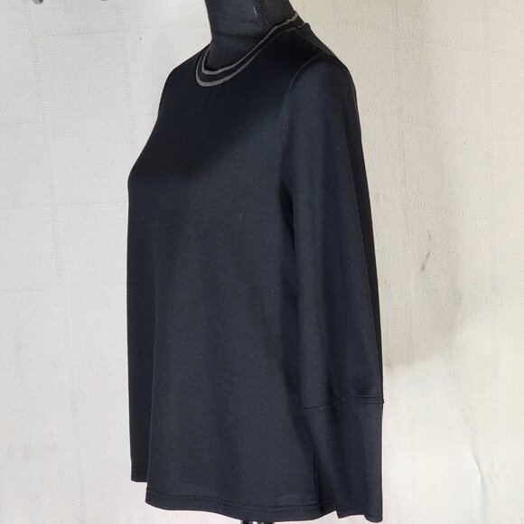 Banana Republic Black Grey Crew Neck 3/4 Sleeve Litwt Poly Rayon Span Top Size S - Picture 8 of 16